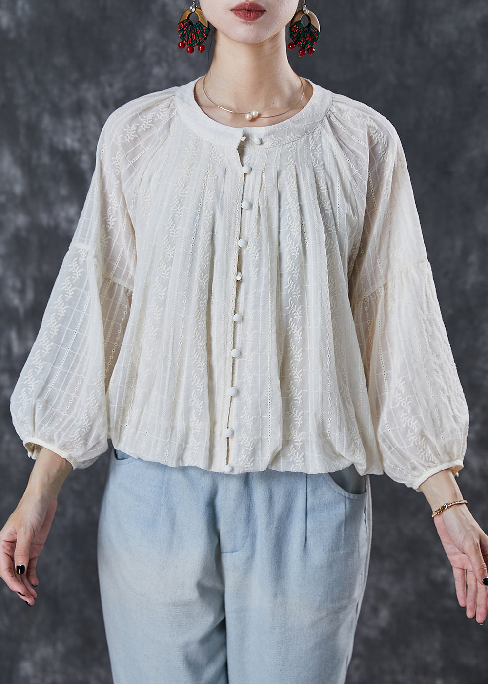 Diy White Embroidered Cotton Shirt Tops Summer