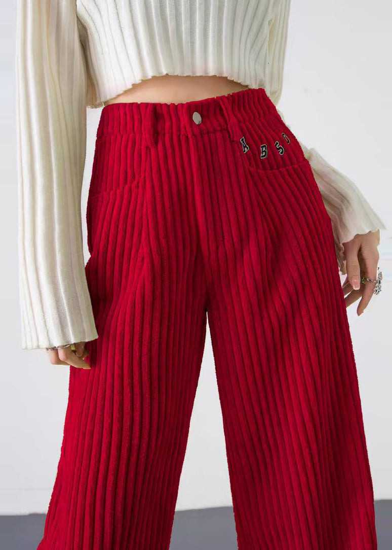 Red Letter Thick Velvet Straight Pants Spring