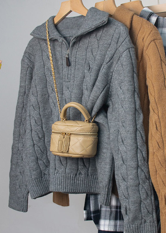 Red Turtleneck Zip Up Cable Knit Sweater Spring