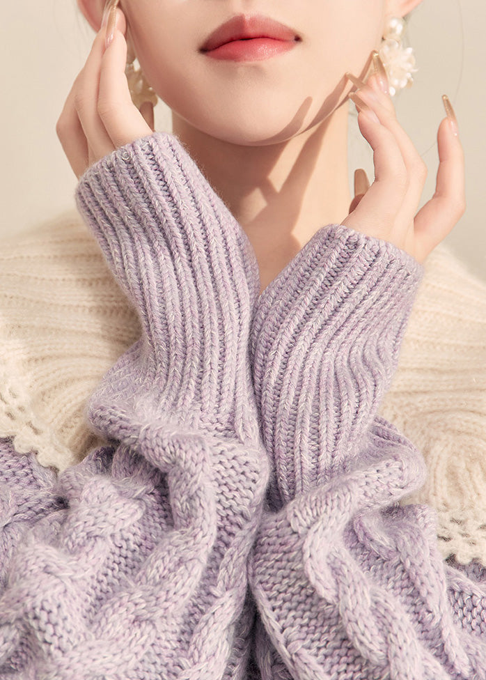 Purple Peter Pan Collar Button Knit Cardigan Fall