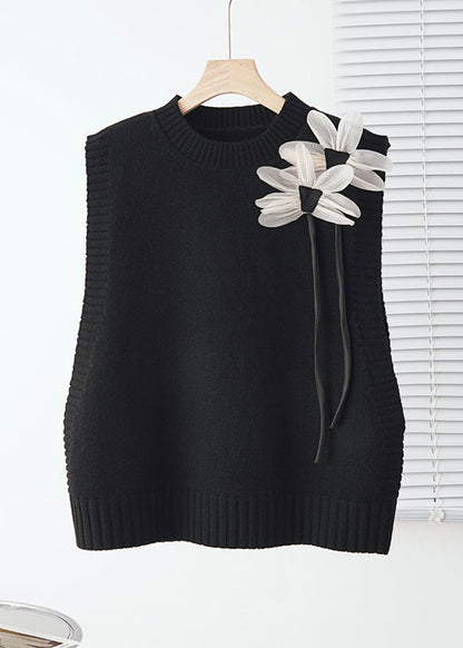 Modern Grey Decorated Warm Knit Vests Fall