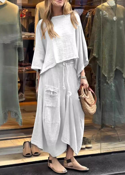 Blue Tops and Skirts Cotton Two Pieces Set Summer