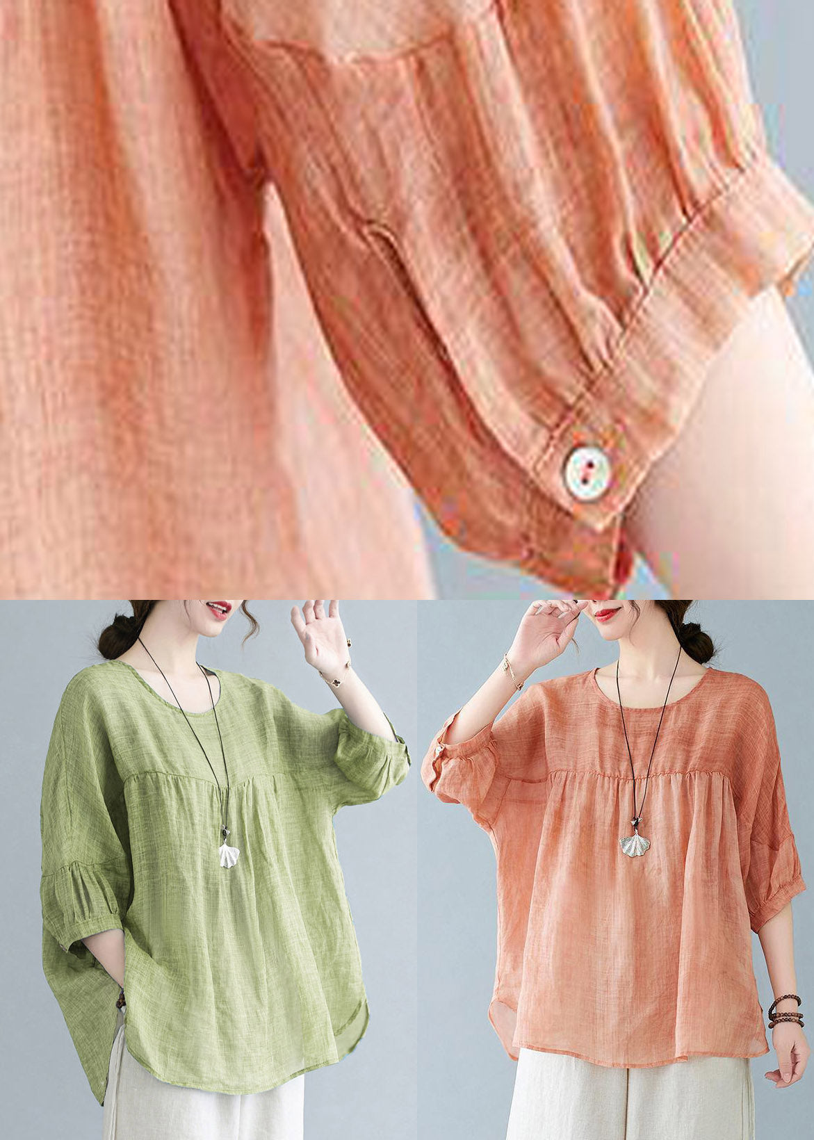Orange O-neck Patchwork Side Open T Shirt Half Sleeve