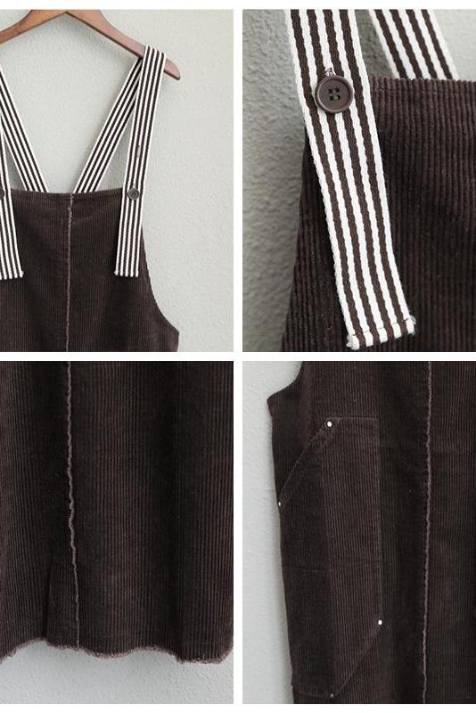 Loose Corduroy Strap Dresses Autumn Outfits