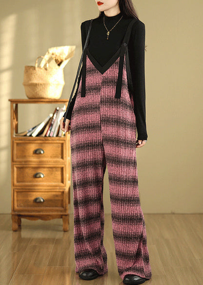 Rose Striped Cotton Jumpsuits Oversized Summer