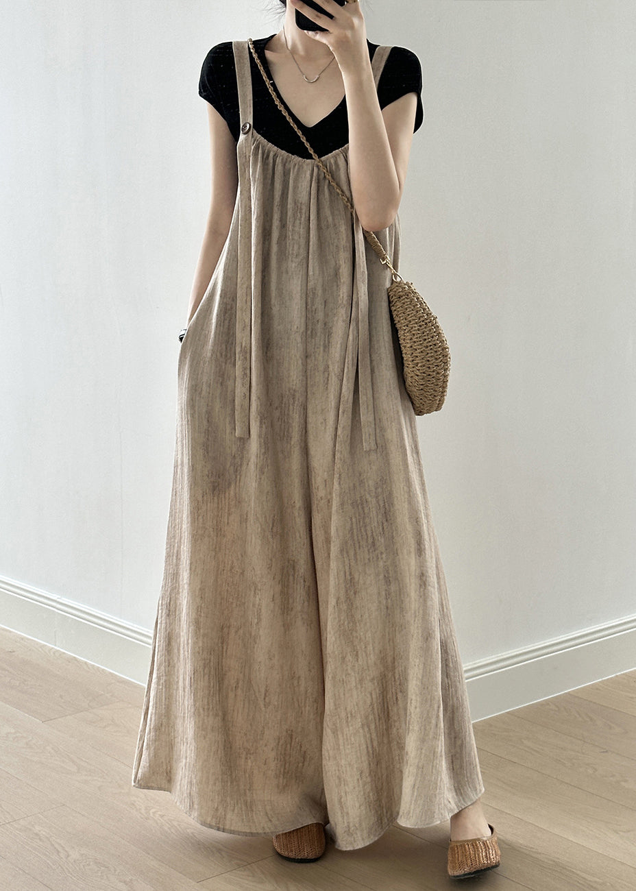 Linen Button Pockets Linen Jumpsuit Sleeveless
