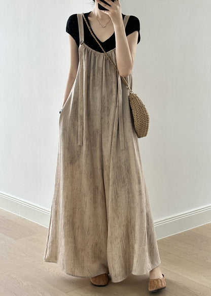 Linen Button Pockets Linen Jumpsuit Sleeveless