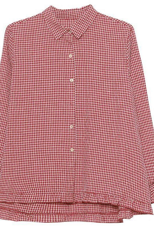 Limited Stock- Plaid Hand-made Linen Cotton Loose Shirt