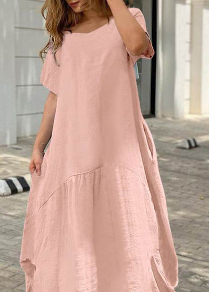 White O Neck Patchwork Cotton Long Dress Summer