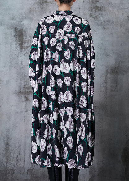 Diy Black Sequins Print Low High Design Cotton Shirt Tops Fall