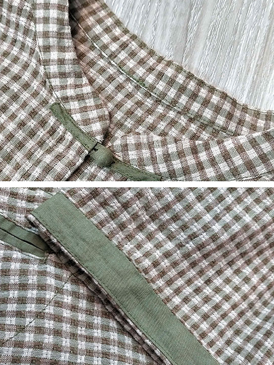 Retro Plaid Summer Cotton Button-up Shirt