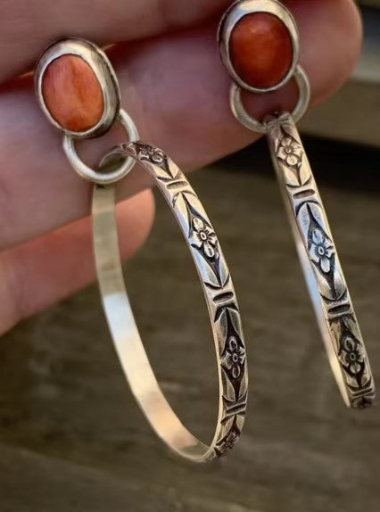 Coral Stone Dangling Earrings