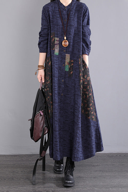 Fall Long Sleeve Dress Loose Cotton Dress