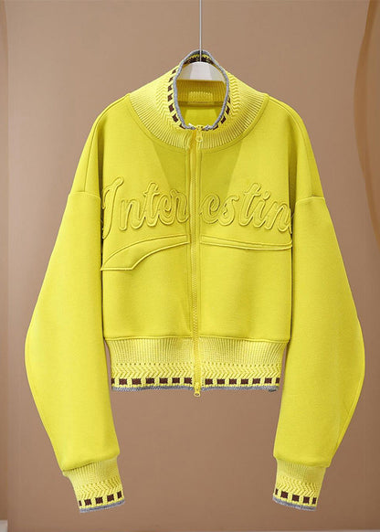 Fluorescent Yellow Jacquard Cotton Jackets Spring