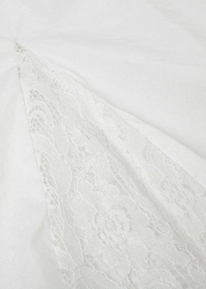 White Asymmetrical Lace Patchwork Skirts Summer