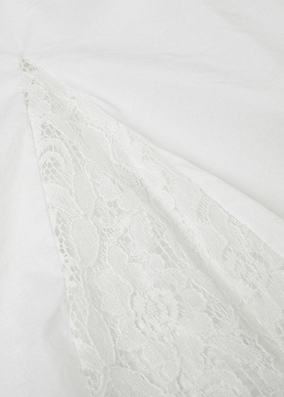 White Asymmetrical Lace Patchwork Skirts Summer
