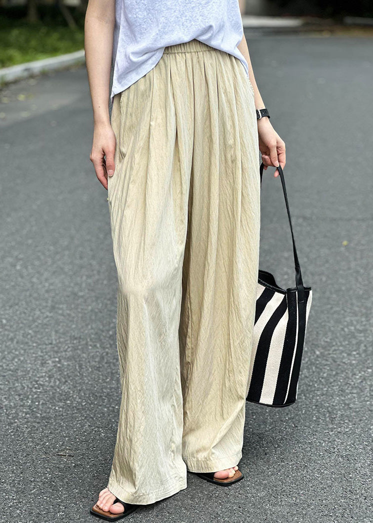 Apricot Thin Cotton Summer Pants Elastic Waist
