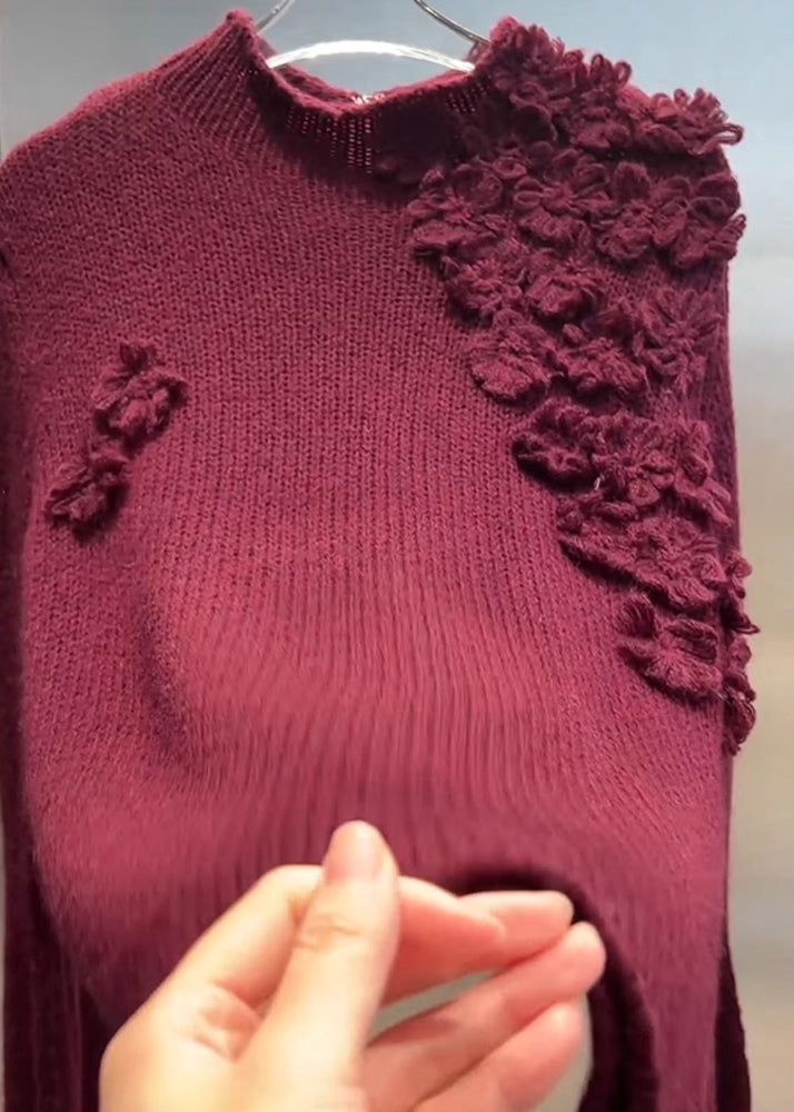 Mulberry Turtleneck Cotton Knit Sweater Tops Spring