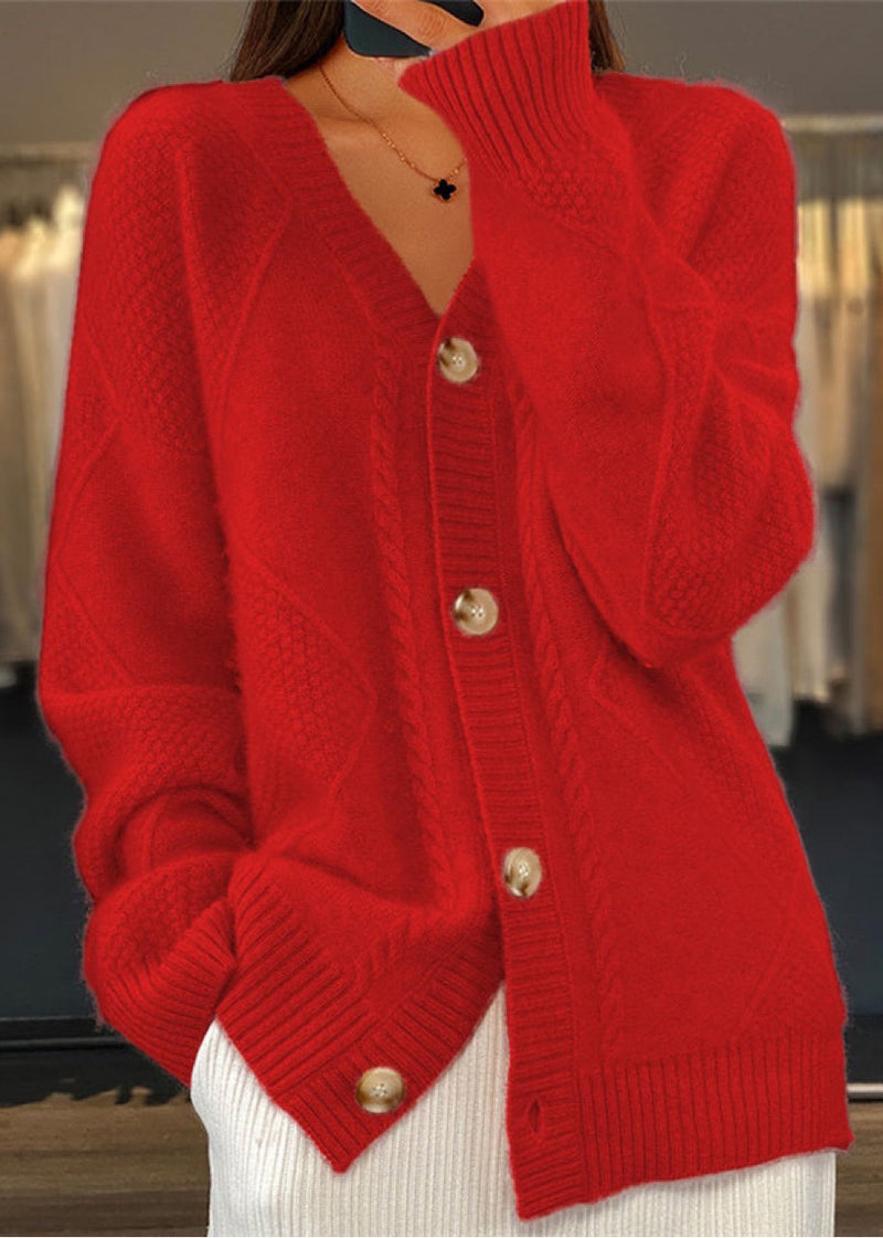 Handmade Grey V Neck Button Knit Cardigans Fall
