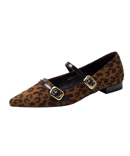 Black Buckle Strap Splicing Flat Feet Shoes Pointed Toe