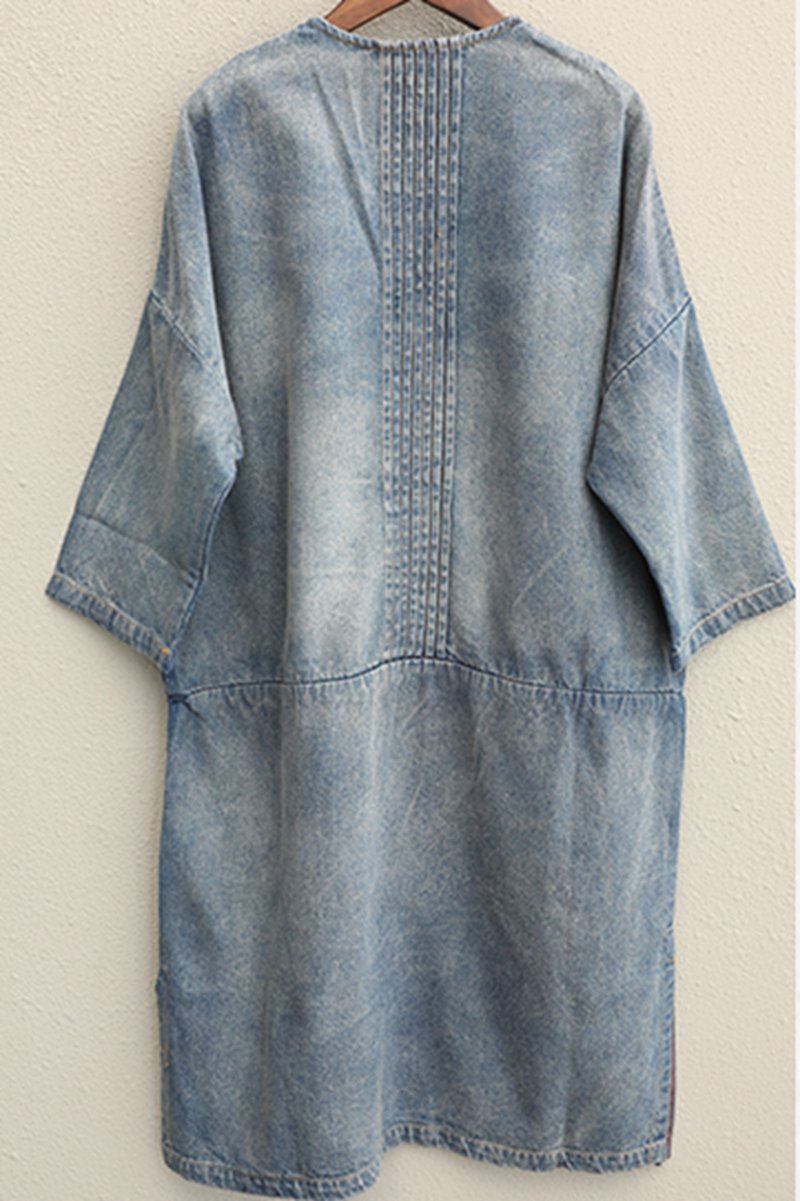 Loose Blue Denim Dresses Cotton Fall Outfits