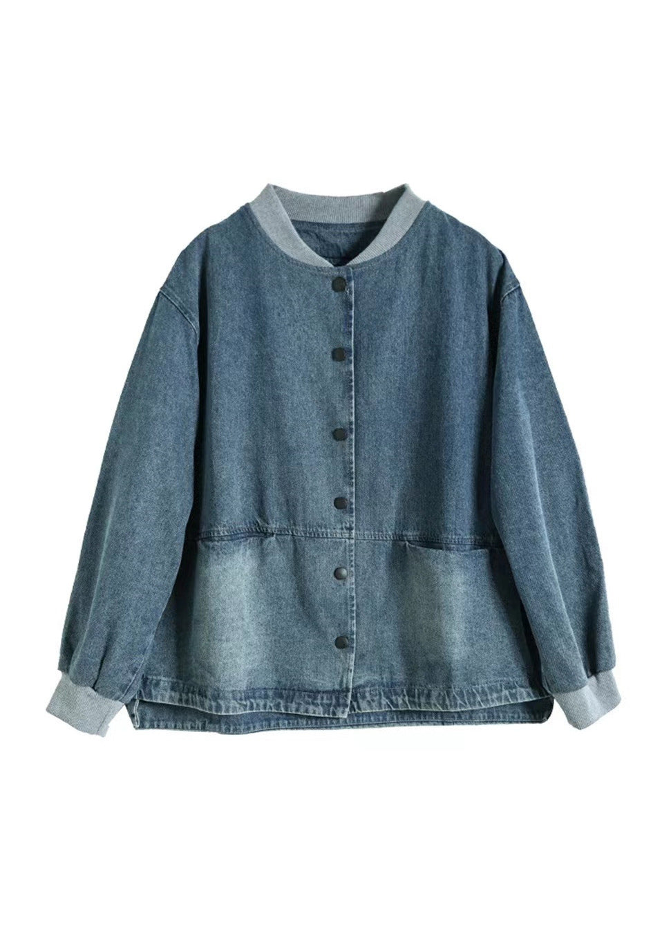 Blue Pockets Button Denim Coat Spring
