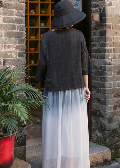 Black V Neck Cotton Cardigan Cinched Spring