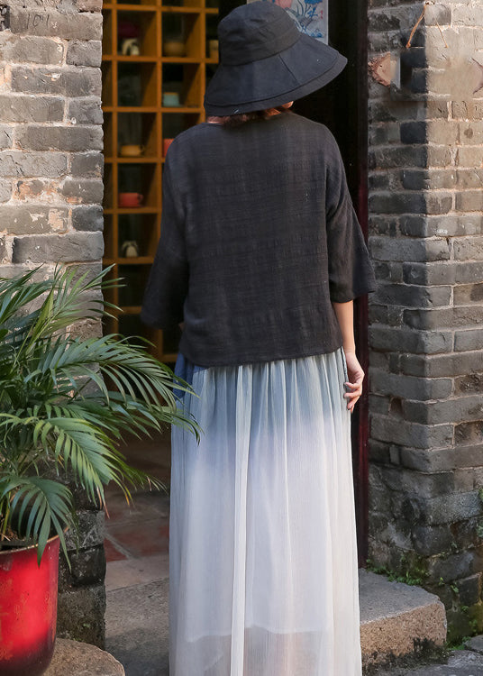 Black V Neck Cotton Cardigan Cinched Spring