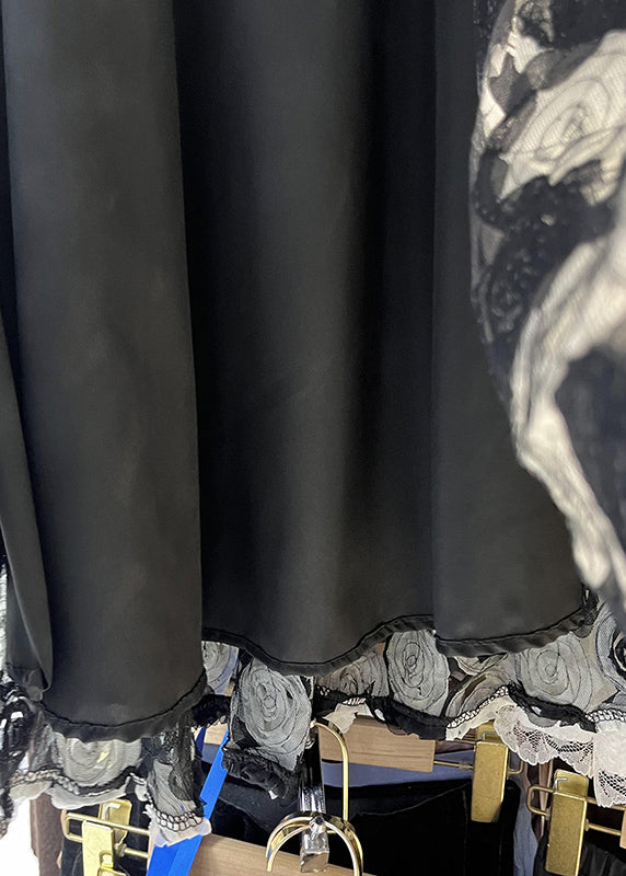 Black High Waist Tulle Maxi Skirt Spring