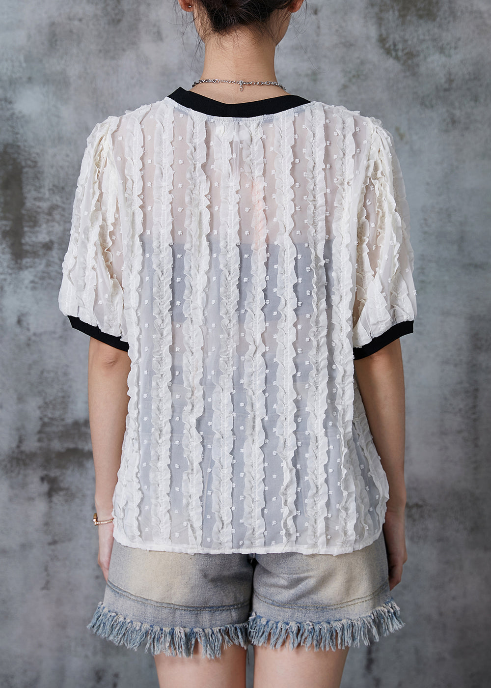 White Ruffled Spandex Tank Tops Summer