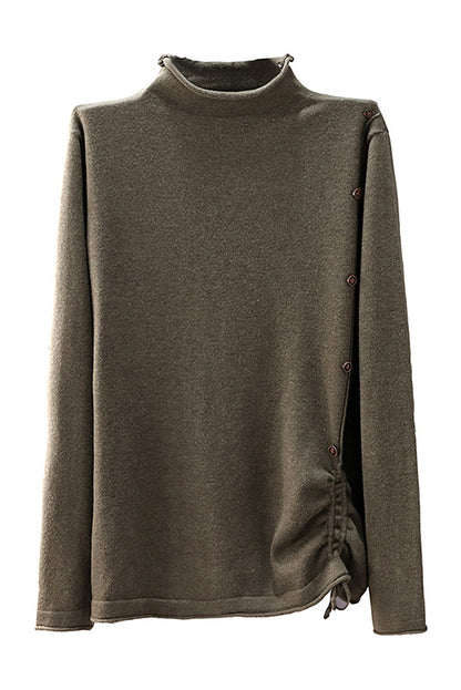 Retro Half High Neck Bottoming Shirt Loose Color Sweater
