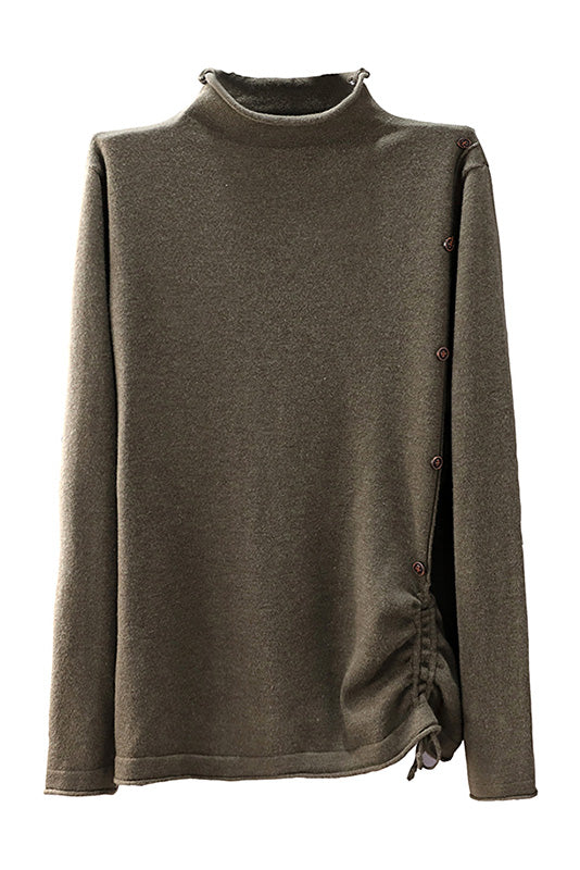 Retro Half High Neck Bottoming Shirt Loose Color Sweater