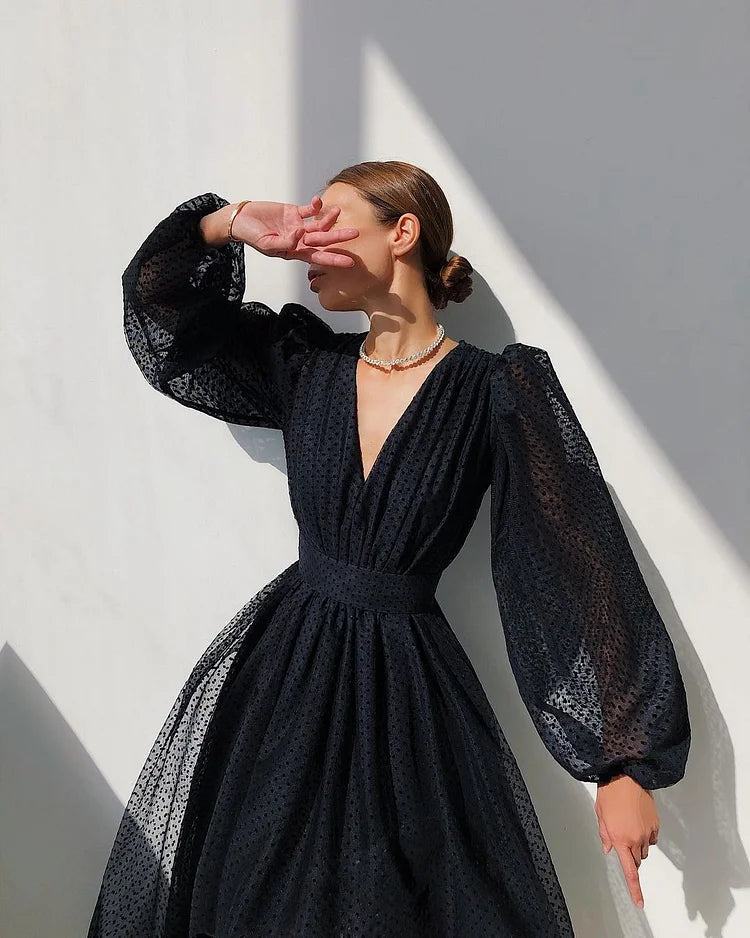Dot Patchwork a Line Dresses
