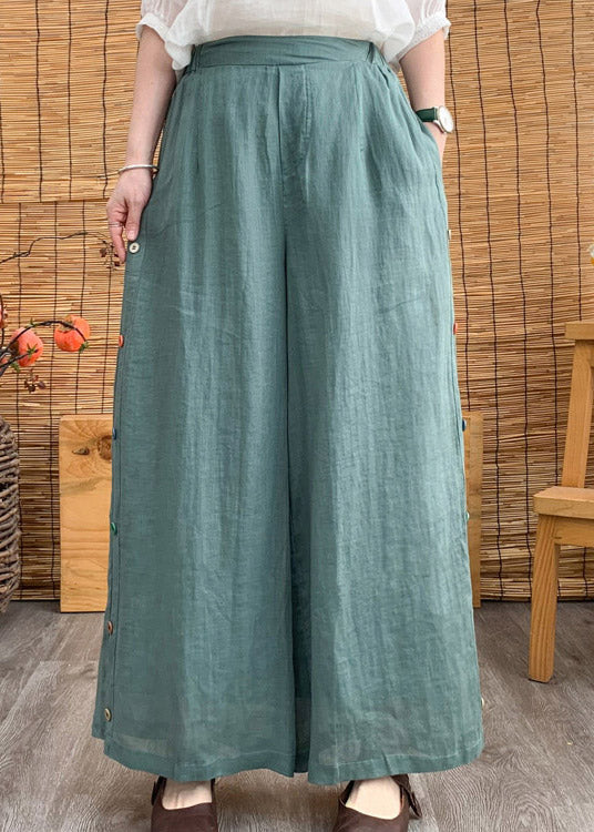 Aqua High Waist Linen Long Pants