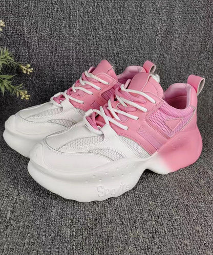 Comfy Gradient Pink Breathable Mesh Platform Sport Shoes