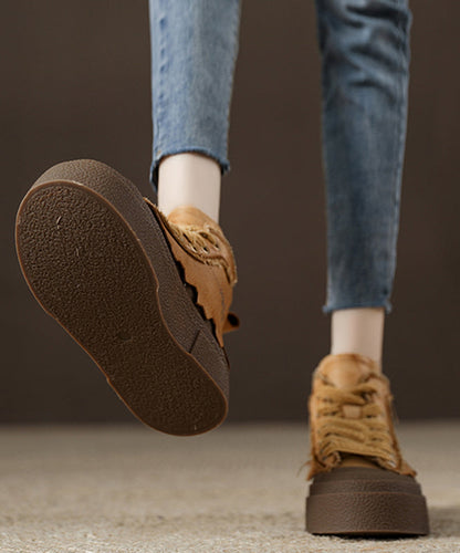 Yellow Splicing Platform Flats Shoes