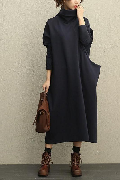 High Neck Thicken Knitted Winter Maxi Dresses