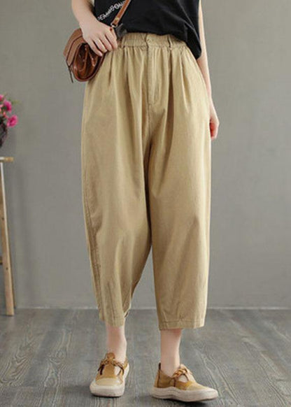 Green Cotton Loose Harem Summer Pants