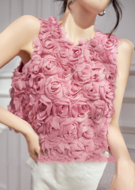 Original Design Pink Tulle Vests Sleeveless