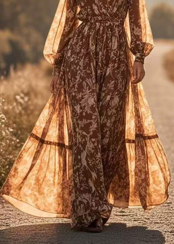 Patchwork Tunic Chiffon Maxi Holiday Dress Spring