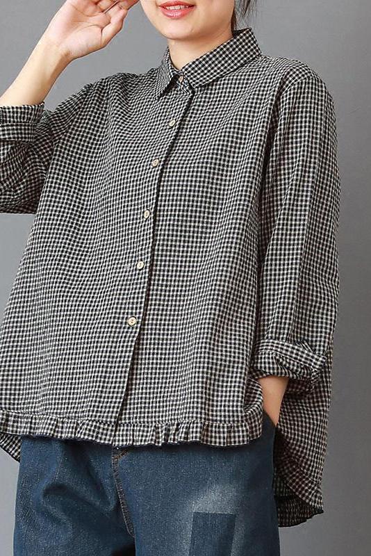Limited Stock- Plaid Hand-made Linen Cotton Loose Shirt