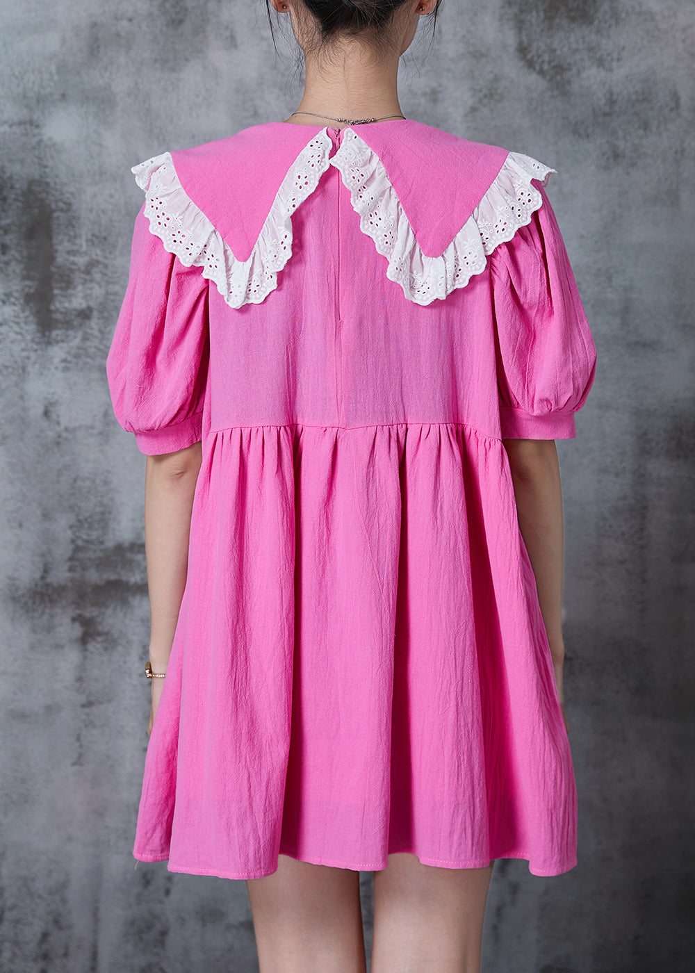 Classy Pink Cotton Mini Dress Summer
