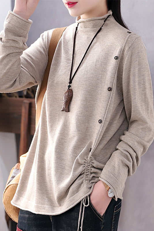 Retro Half High Neck Bottoming Shirt Loose Color Sweater