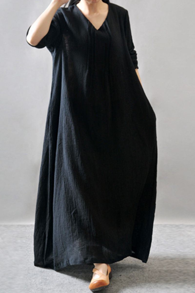 Purple/black/orange Maxi Linen Dresses