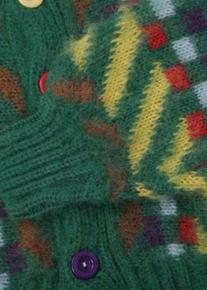 Art Green Retro Button Fall Knit Sweaters