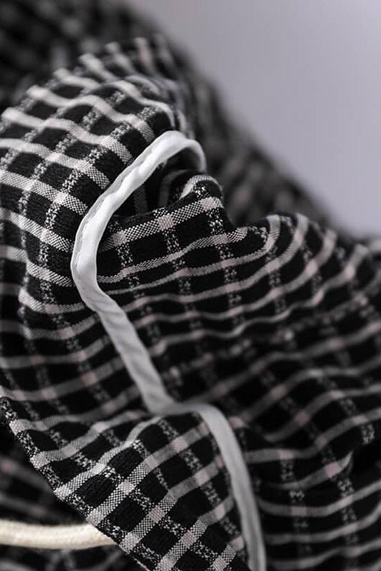 Cotton Linen Plaid Cinched Pocket Pants