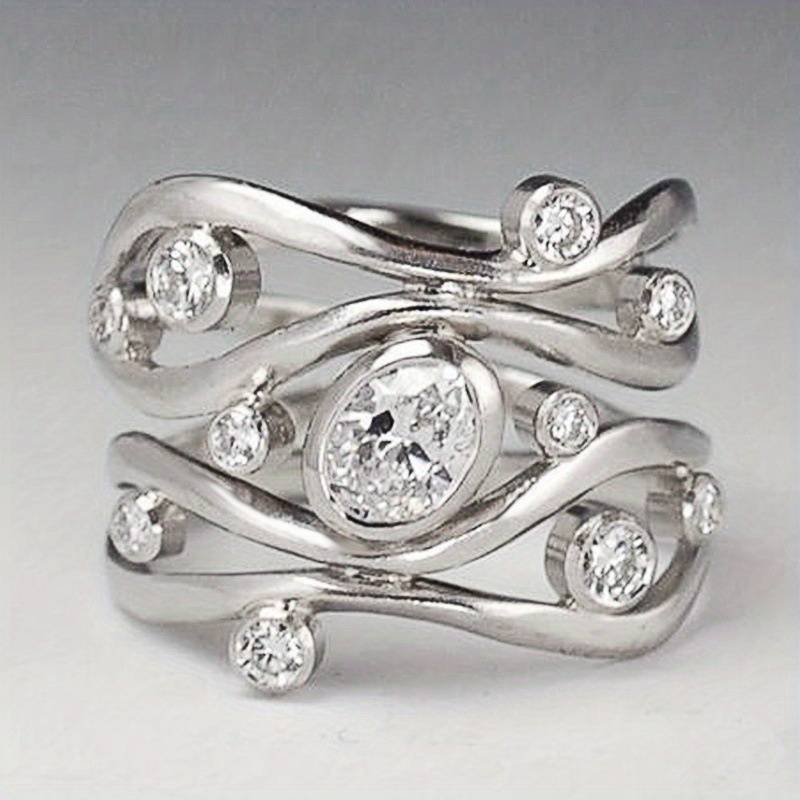 Silver & Zirconia Irregular Ring