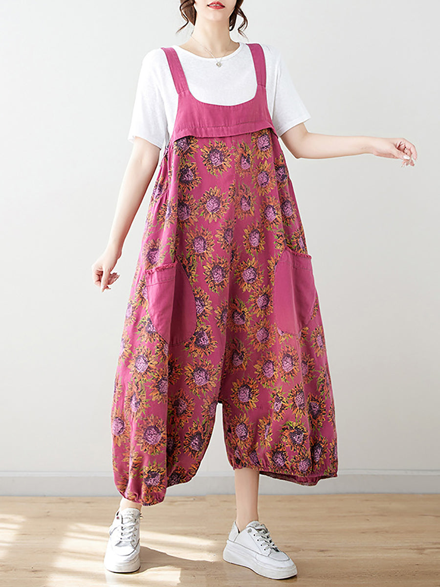 Summer Artsy Spliced Loose Jumpsuits