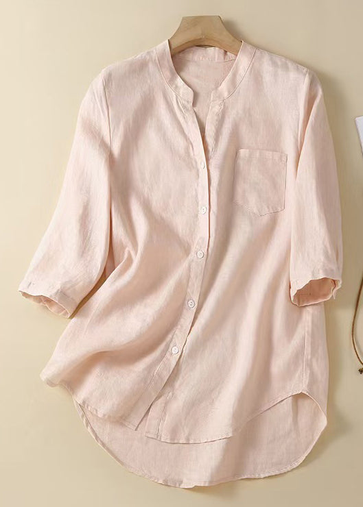 Pink Button Cotton Shirt Half Sleeve