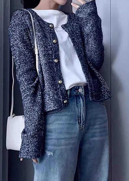 Grey O Neck Button Cozy Wool Knit Cardigans Fall